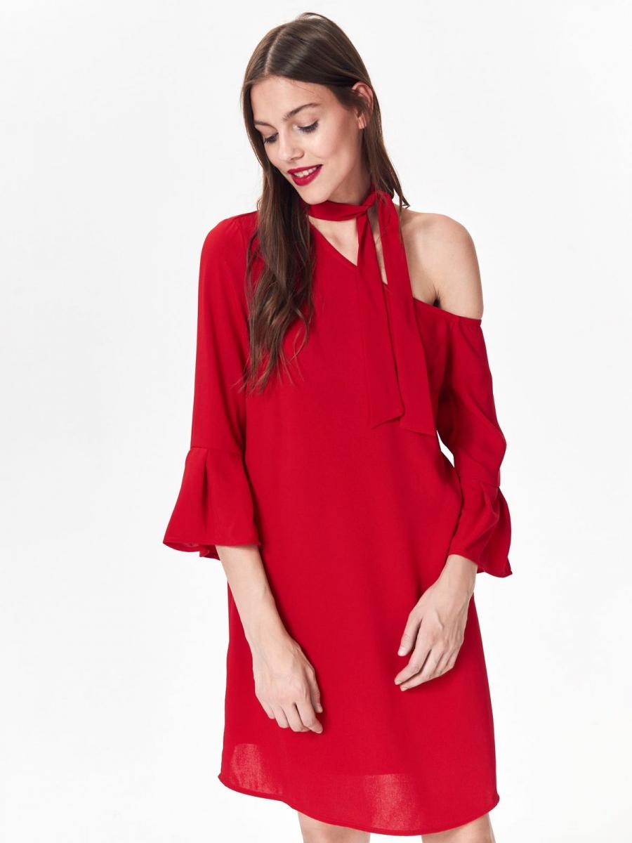 Top Secret Šaty dámské červené s odhaleným ramenem - červená - velikost 34
