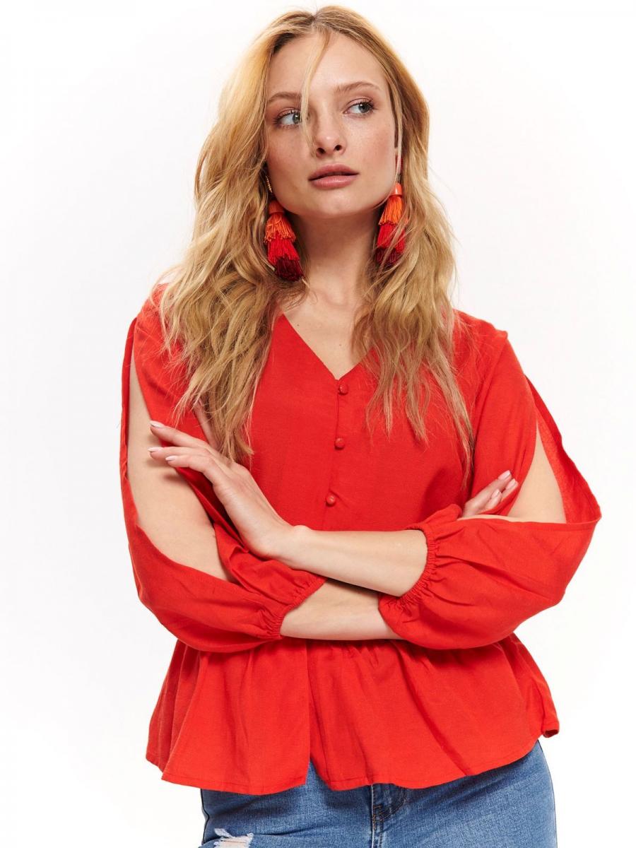 Top Secret Košile dámská červená s volánkem - červená - velikost 40