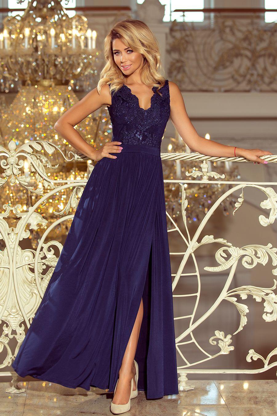 Numoco šaty dámské PRINCESS III - Tmavě modrá - velikost S