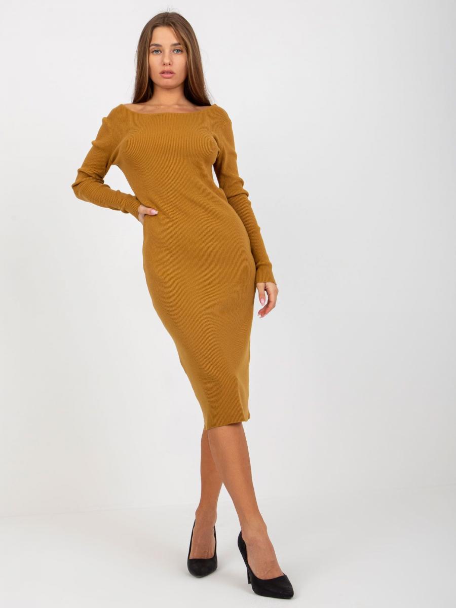 RUE šaty dámské GISE žebrované - žlutá - velikost L//XL