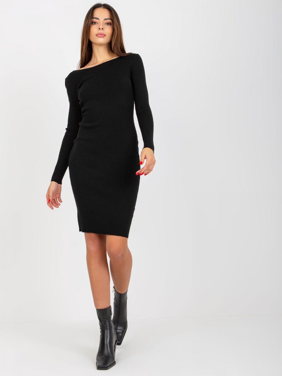 RUE šaty dámské GISE žebrované - černá - velikost S/M