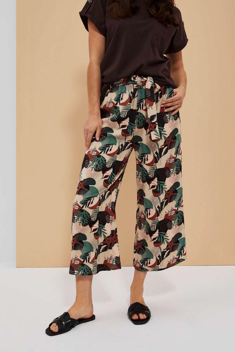Moodo Kalhoty dámské KULOTA - Béžová - velikost XL