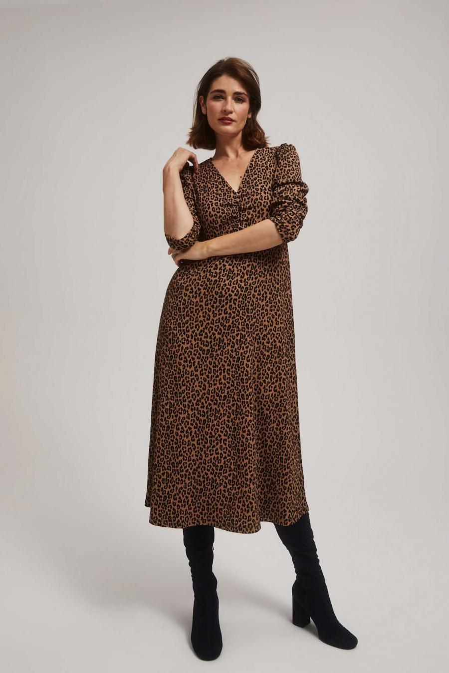 Moodo šaty dámské LEOP - Hnědá - velikost XL