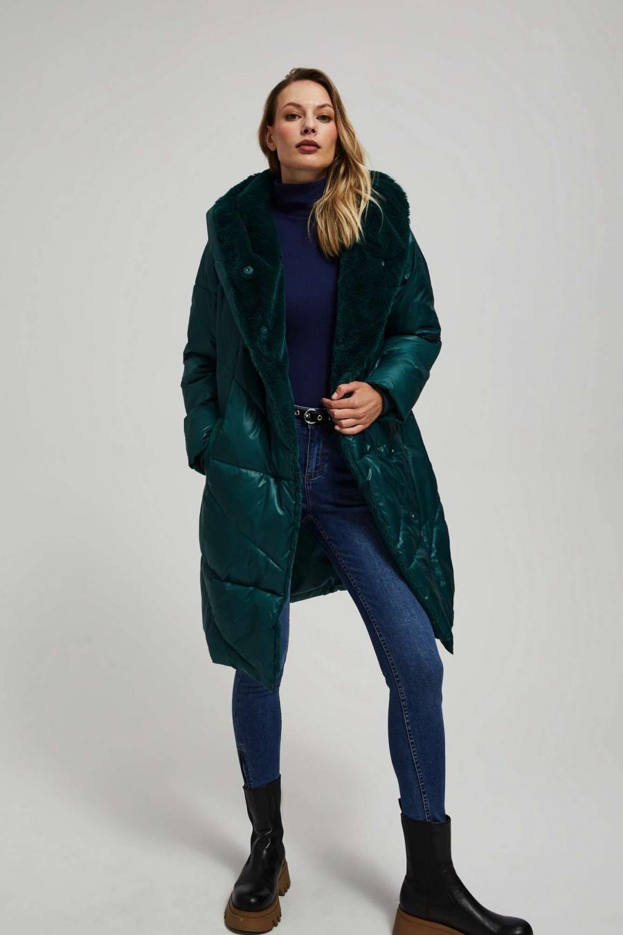 Moodo Kabát dámský RUTU - Zelená - velikost XL