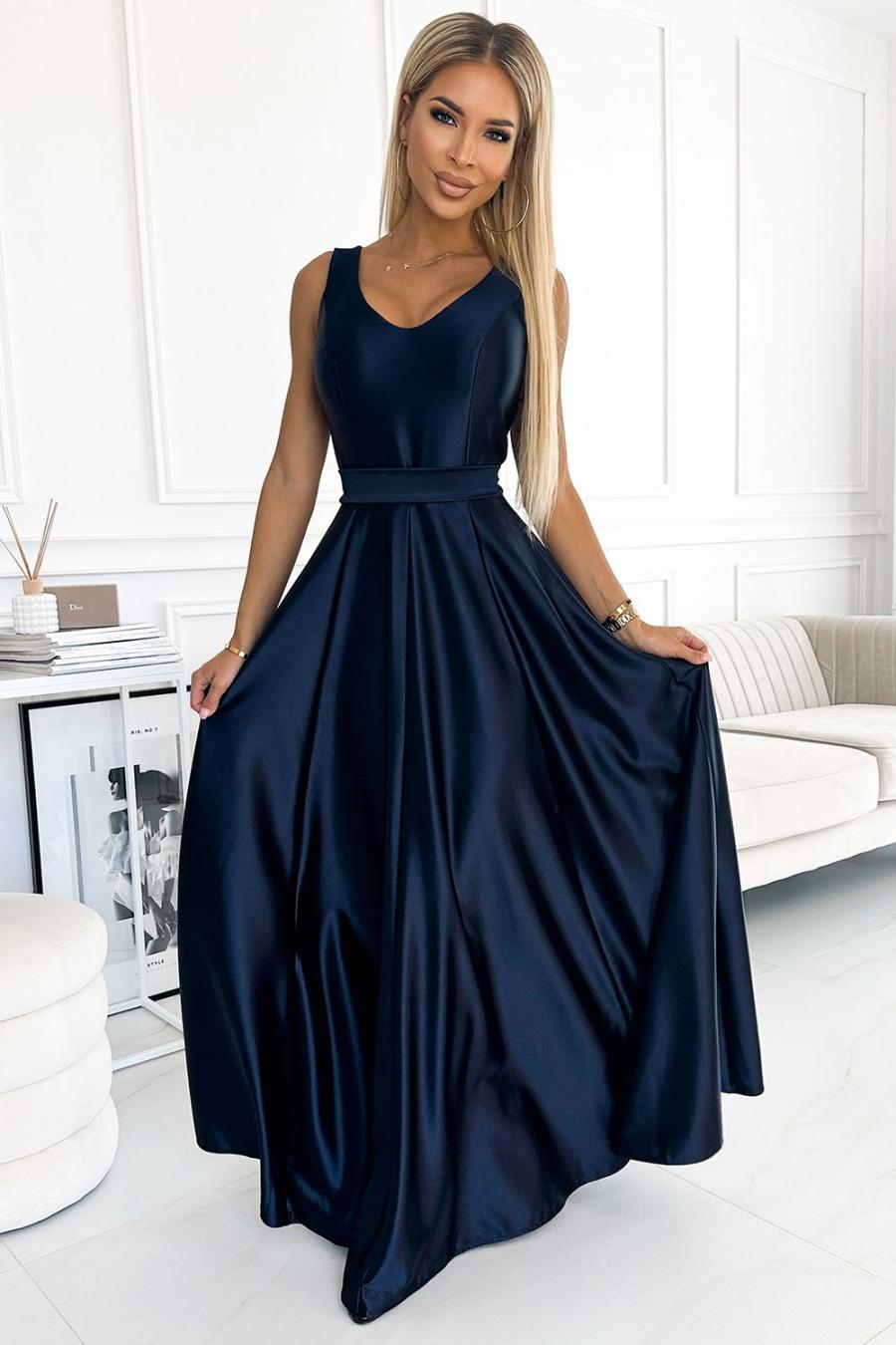 Numoco šaty dámské CINDY - Tmavě modrá - velikost M