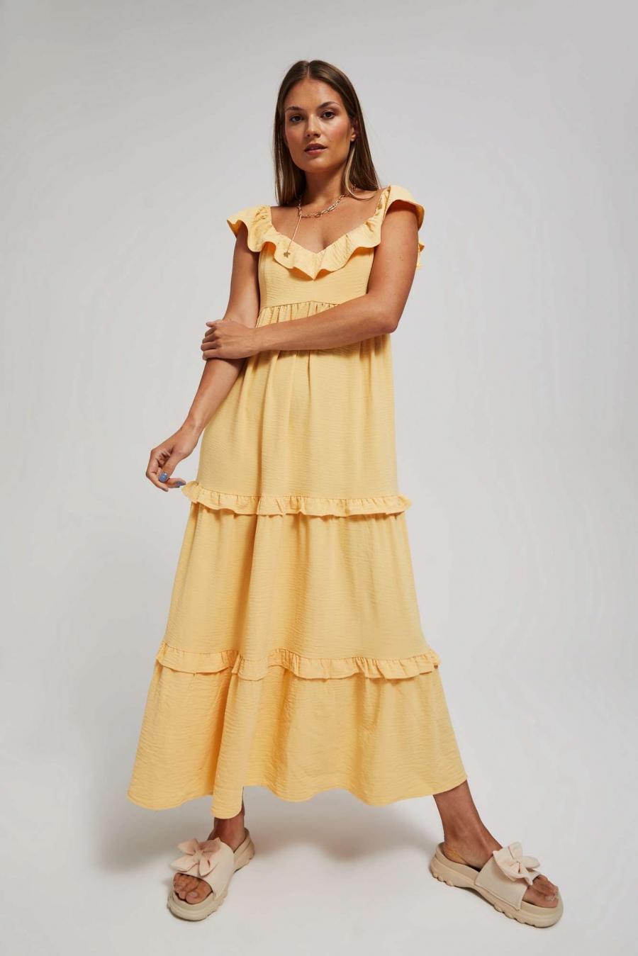 Moodo šaty dámské MAXI - žlutá - velikost M