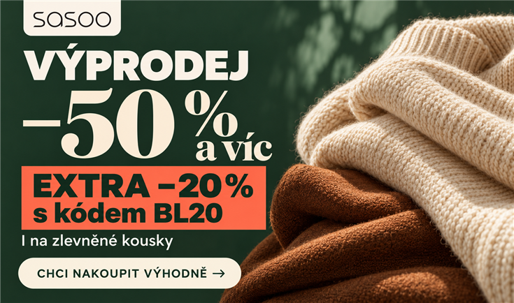 Výprodej −50 % a víc. Extra sleva 20 % s kódem BL20 i na zlevněné kousky.