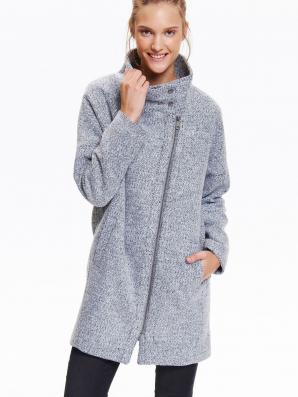 Kabát dámský šedý na zip s vysokým stojáčkem