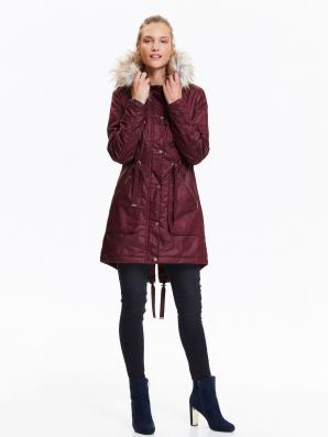 Bunda dámská vínová parka s kapucí