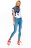 Jeansy dámské modré s tmavým pruhem na boku