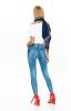 Jeansy dámské modré s tmavým pruhem na boku