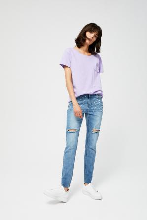 Jeansy dámské zdobené perličkami