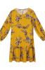 Šaty dámské žluté květované s dlouhým rukávem