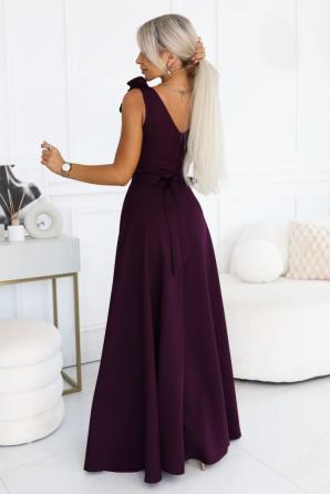 Elegantní společenské maxi šaty s rozparkem a růžemi