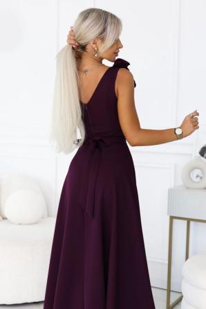 Elegantní společenské maxi šaty s rozparkem a růžemi LUSIL