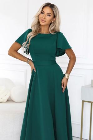 MIRELLA Rozšířené maxi šaty s krátkým rukávem