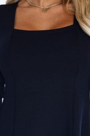 IVANA Pohodlné lichoběžníkové šaty s výstřihem a dlouhým rukávem