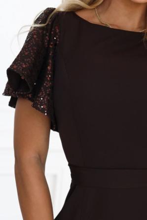 MIRELLA Elegantní rozšířené maxi šaty s flitrovými rukávy