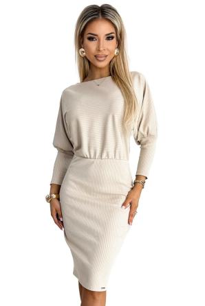 LARA Pruhované šaty s manžetami v rukávech