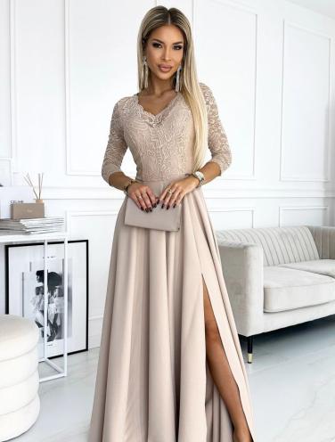 AMBER krajkové, elegantní dlouhé šaty s výstřihem a rozparkem u&hellip;