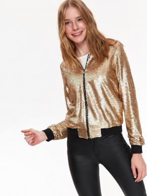 Bunda dámská zlatý BOMBER s flitrů