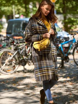 Kabát dámský károvaný s podílem vlny