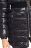 Bunda dámská černá s páskem a kožíškovou kapucí