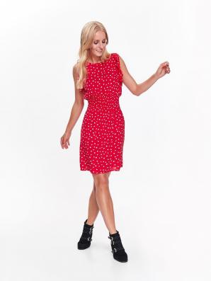 Šaty dámské červené s puntíky bez rukávu