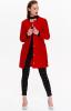 Kabát dámský červený s kruhovým výstřihem 